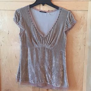 Elie Tahari velvet embellished top, size S